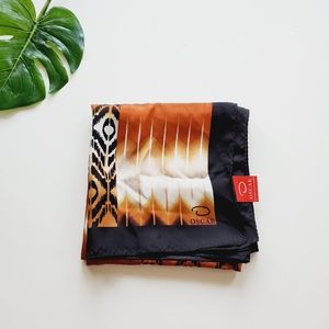 Oscar de la Renta Vintage 100% Silk Scarf Orange & Black